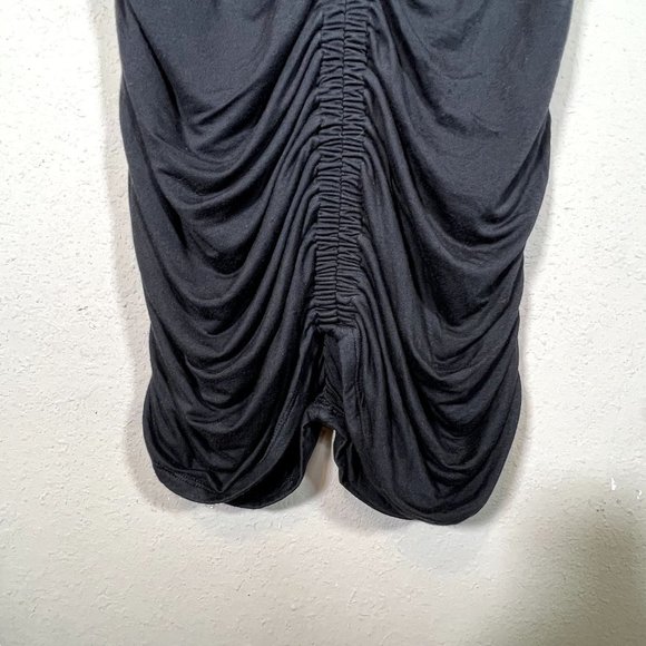 Boston Proper Black Ruched XL Dress Bodycon Sheer Collar Stretch Double Lined - Picture 6 of 11